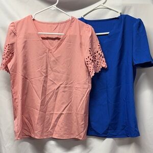 Elegant Pink and Blue Women's Tops